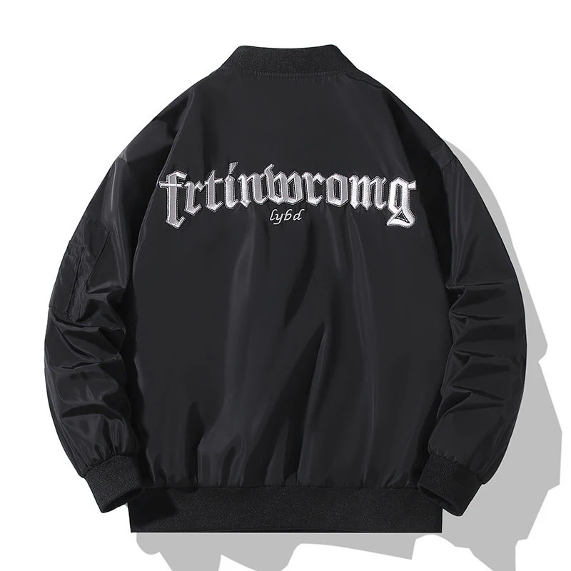 

Retro Fashion Pilot Jacket Coat Men's Spring Autumn Thin Loose Letter Embroidered Baseball Collar Long Sleeves Daily Jackets