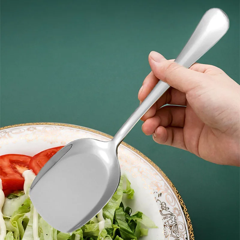 2pcs Stainless steel serving spoon household stainless steel tableware restaurant hotel serving spoon large serving spoon