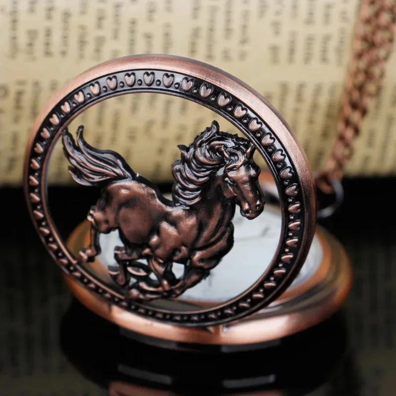 العتيقة الكلاسيكية الأحمر البني خمر الجوف كوارتز ساعة الجيب جمع العربية عرض ساعات الجيب للنساء الرجال كبار السن