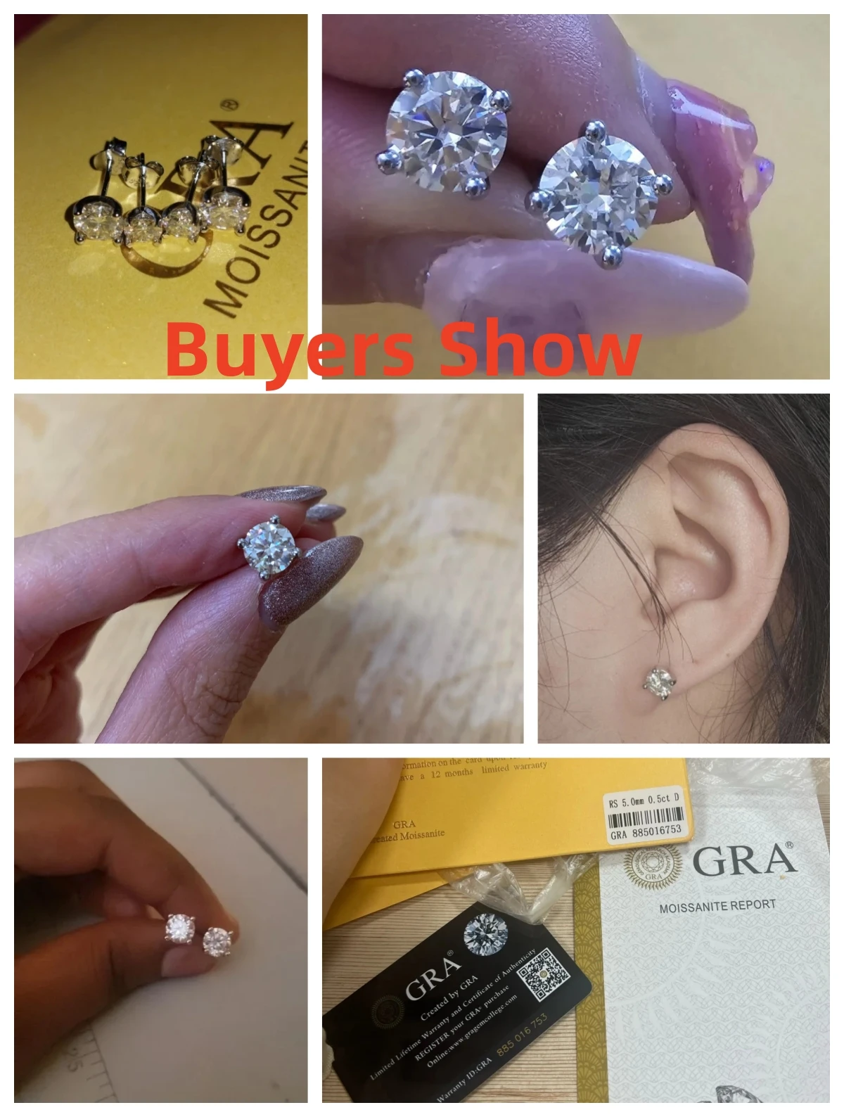 CANNER 0.5-1.2 กะรัต D สี Moissanite EAR STUD ต่างหูสําหรับผู้หญิง 925 เงินสเตอร์ลิงประกายต่างหูเครื่องประดับ Fine