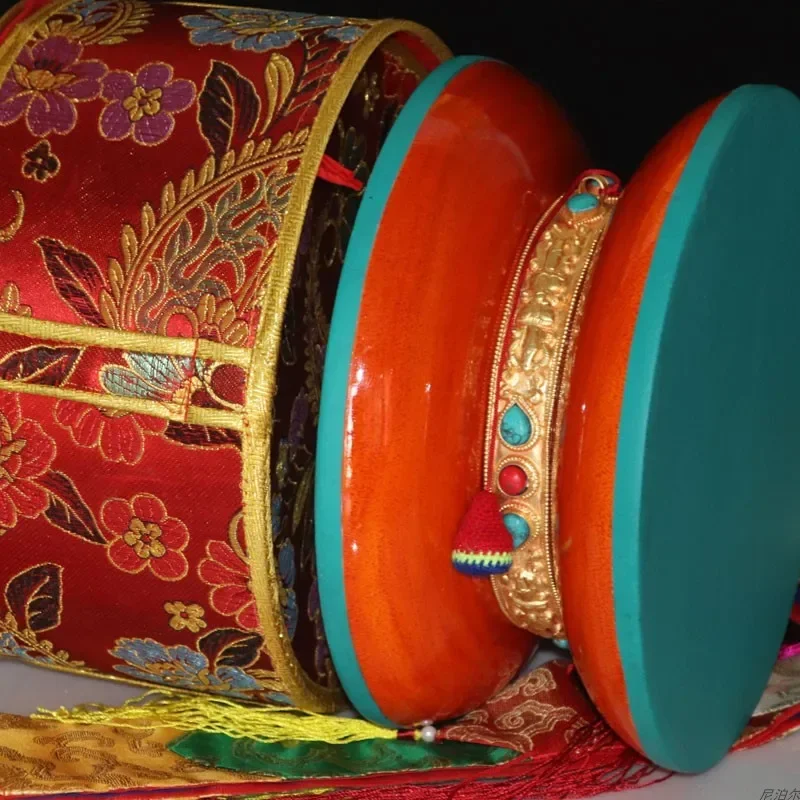 Gabala Dharma Drum Nepalese Hand Drums Rosewood Tibetan Tantric Tambourine with Bag Musical Instrument Exorcise Demons Zamaru