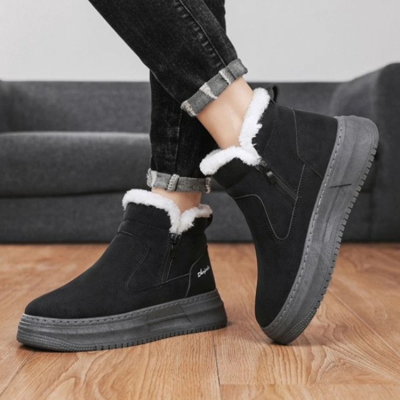 

​Men's Winter Snow Boots Furry Lined Thickened HighTop Waterproof Short Boots for Extreme Cold Warmth Fashion Outdoor Footwear​