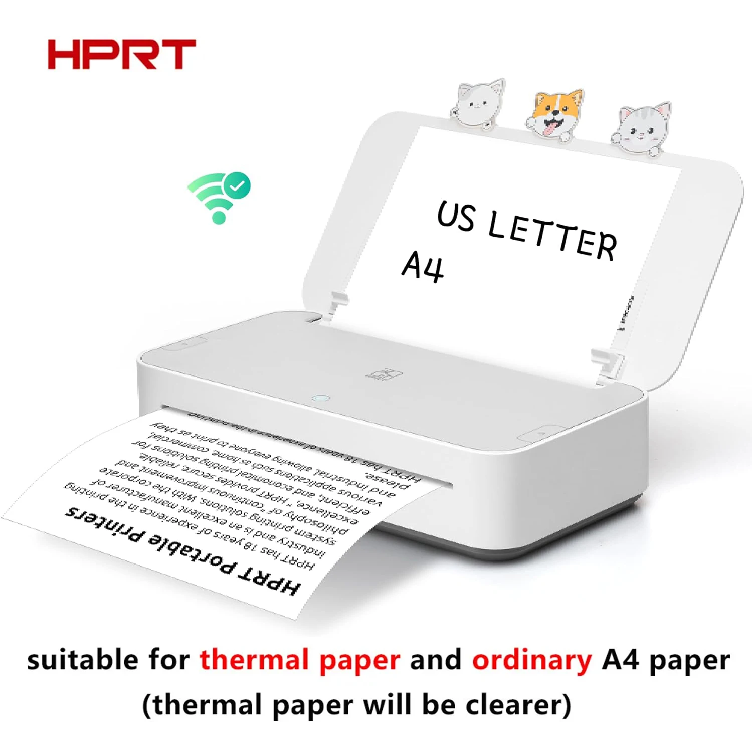 HPRT GT1 A4 Portable Thermal Transfer Printer Wireless&USB Connect Connect with Mobile Computer for Office School Comes 300DPI