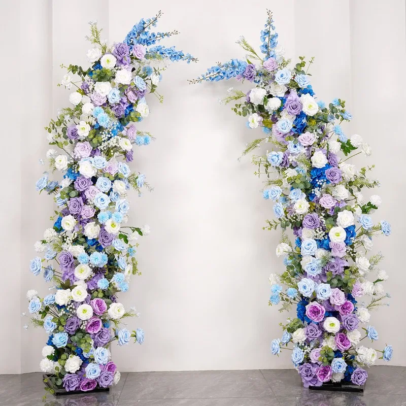 art wedding background decoration fake flower, church window, exhibition hall arch arrangement blue horn flower