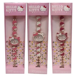 Miniso Anime Cartoon Sanrio Sweet Bow Hello Kitty Girls Student Quartz Watch Fashion Children Alloy Belt Watch Birthday Gifts