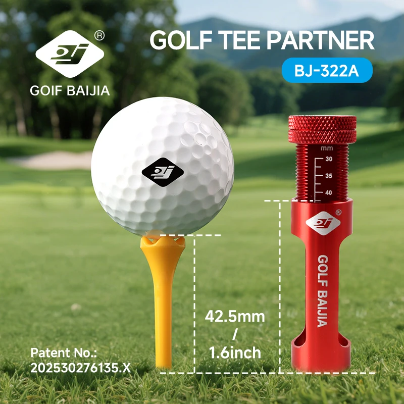 Red Golf Tee Partner Adjusting Tool for Precise Height Setting to Enhance Ball Flight Distance Essential Golf Accessory