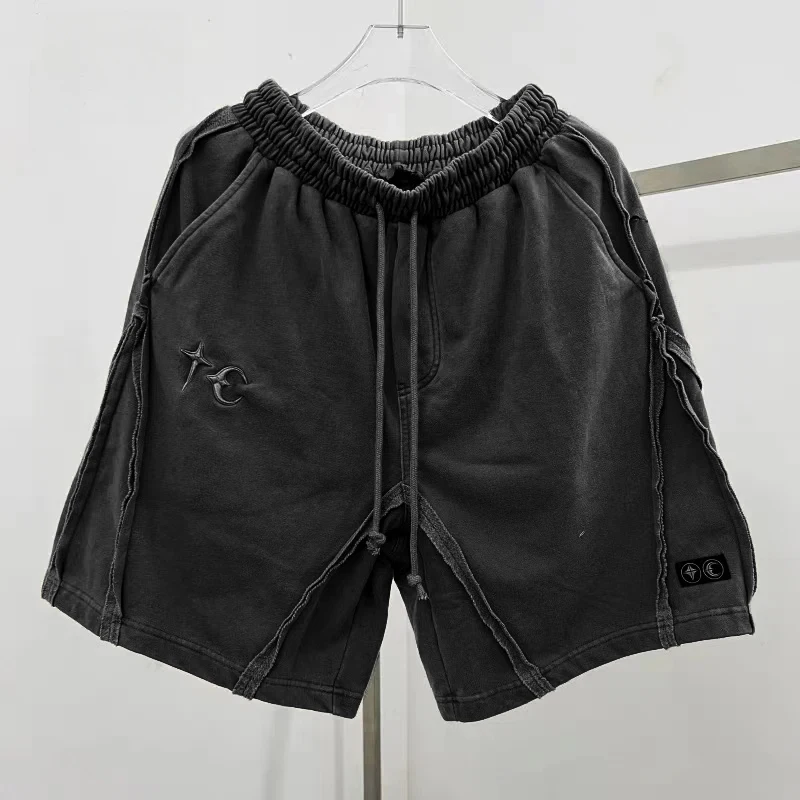 

Лоскутные полоски, высококачественные повседневные шорты для клуба, модные полубрюки с вышивкой логотипа, высококачественные индивидуальные полубрюки THUG CLUB