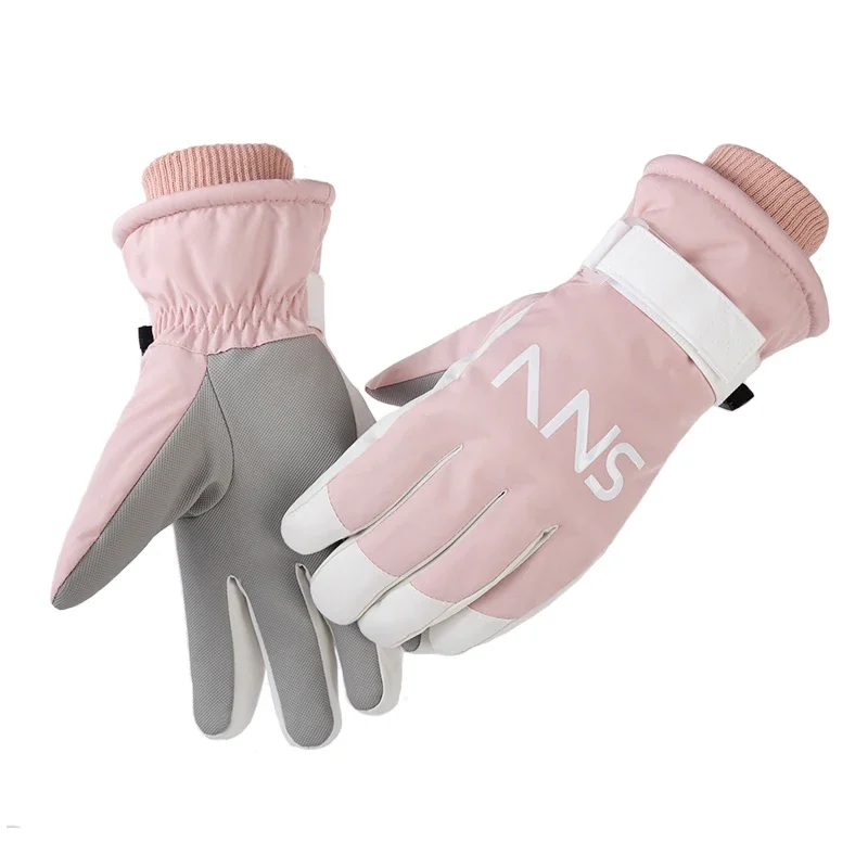 Guantes de esquí antideslizantes para mujer, manoplas cálidas de terciopelo para snowboard, motocicleta y ciclismo, pantalla táctil, Invierno