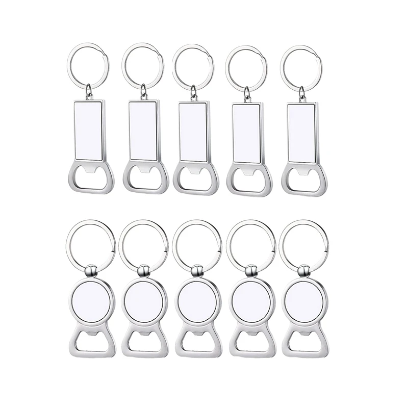 40 Pcs Sublimation Blank Keychains Sublimation Metal Bottle Opener Blank Key Ring Aluminum Heat Transfer Keychain