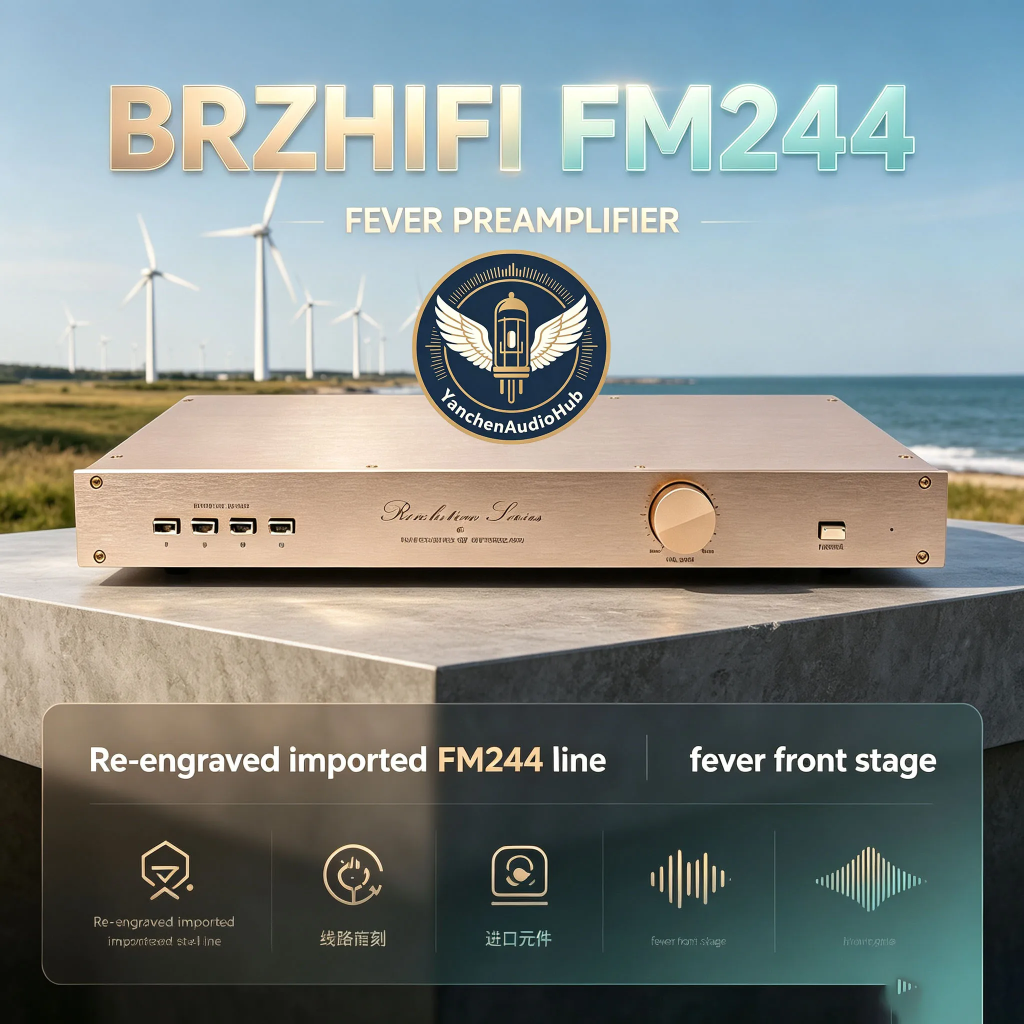 CHN 2027 New BRZHIFI FM244 Re-engraved Imported HI END Line Fever Front Transistor Amplifier Complete hifi Monitor Front