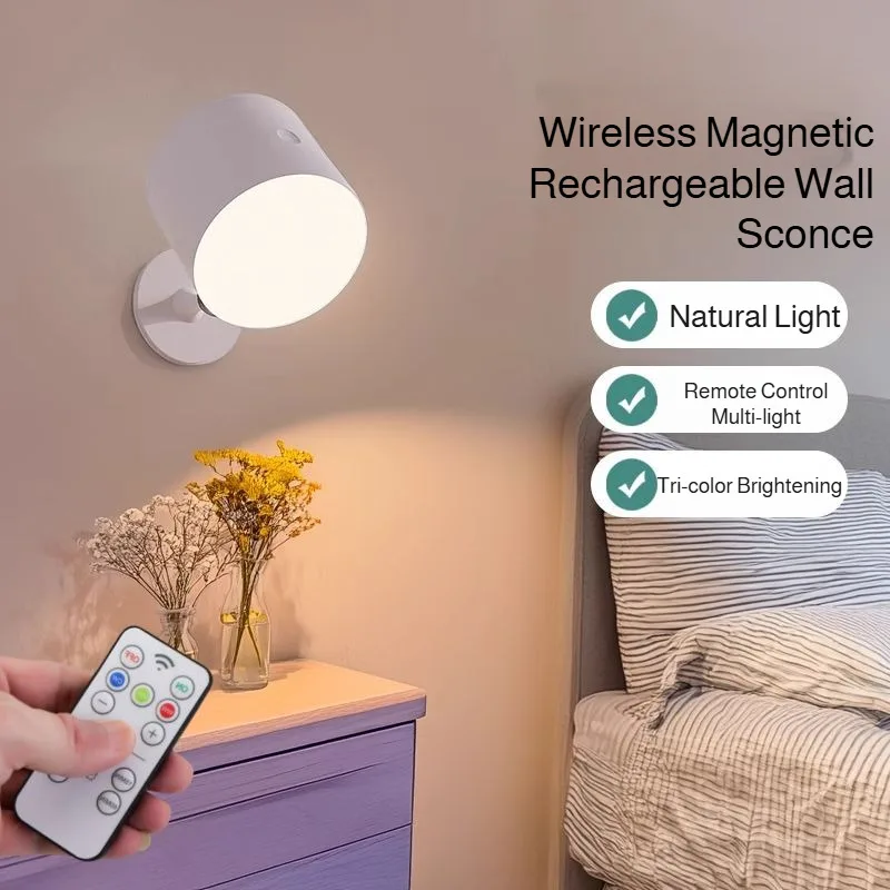 High-value bedroom wall lamp bedside lamp three-in-one multifunctional wall lamp straight magnetic table lamp remote control