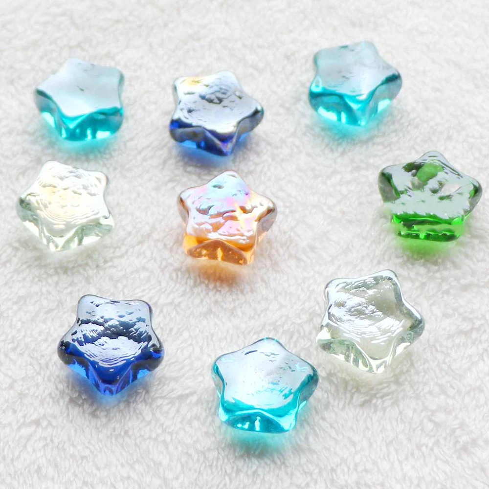 

30Pcs Six Color Star Glass Beads Holiday Decoration Beads Fish Tank Vase Decoration DIY Game Artwork