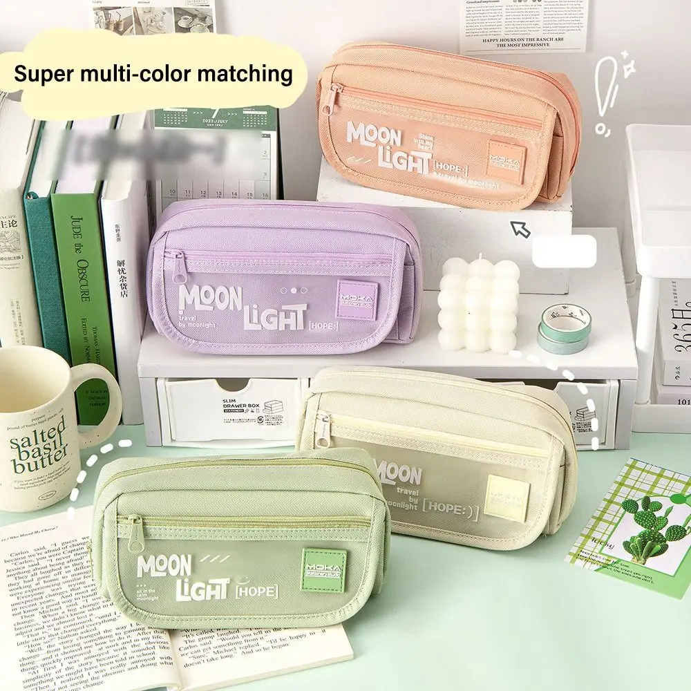 Multifunctional Multilayer Pen Bag Large-capacity Canvas Pen Box Dirt-resistant Stationery Bag Students