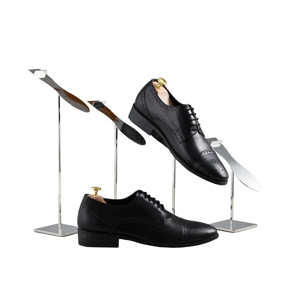 

#s Sliver Metal Stainless Steel Shoes Rack Can Be Customized Size Suitable For Clothing Shop