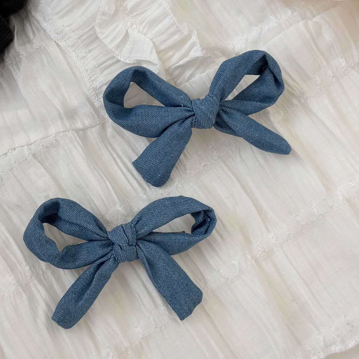 الكورية بسيطة الدنيم الأزرق الحلو القوس الأميرة رئيس دبوس الشعر الإناث الباليه نمط الجانب الانفجارات تشاك مجوهرات كليب دبوس فتاة الملحقات