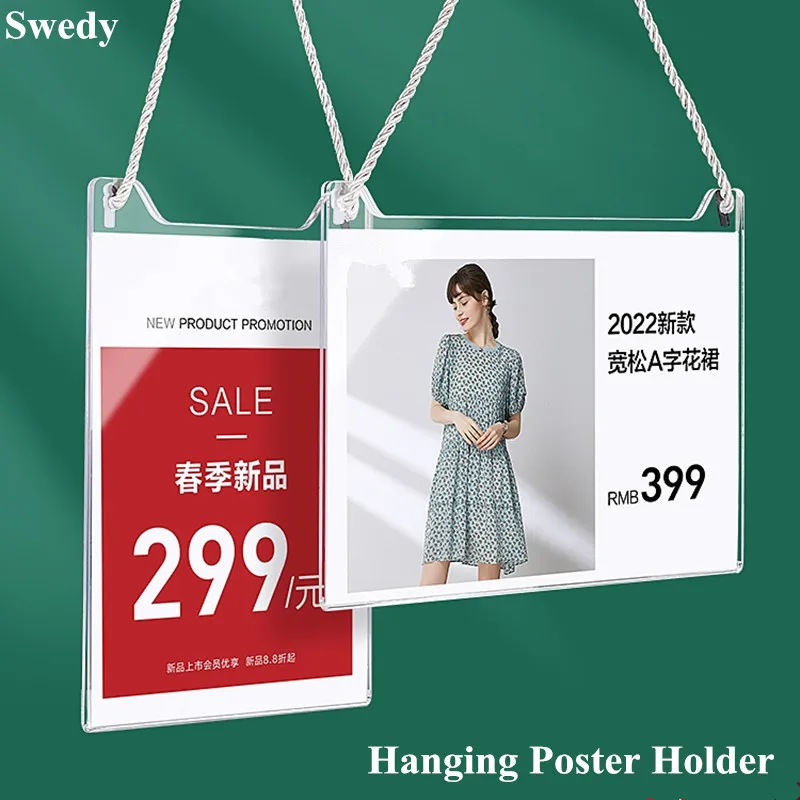 A5 148x210mm POP Display Sign Holder Frame Hanging Price Board Advertising Window Billboard Poster Picture Holder Frame