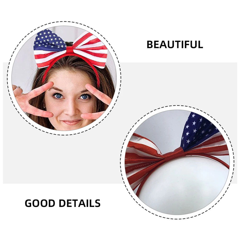 

6pcs Flag Headband Kids Independence Day Hair Bands Satin Material Festive Bow Party Accessories Costume Performance