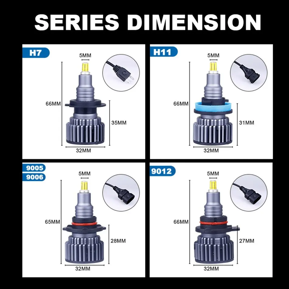 Dualvision-Ampoule LED Canbus H1, H7, H8, H9, H11, Phares antibrouillard, 9006Hb4, 9005, Hb3, Lampes LED 360, 30000LM, 300W, Auto 3D, 6000K, Super Mini Diodes