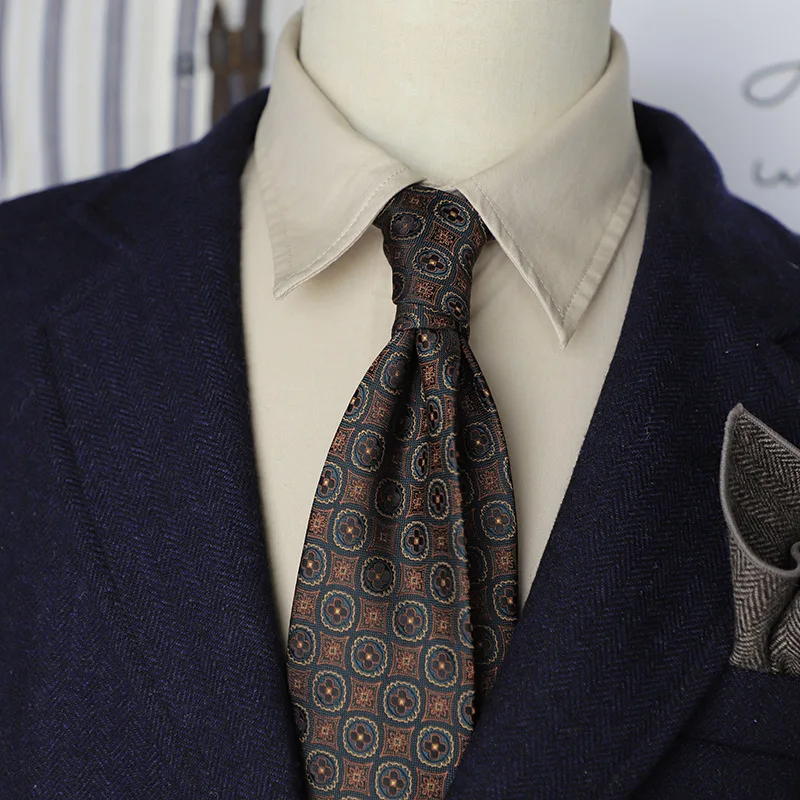 8 cm Herren-Luxus-Krawatten, Herren-Business-Krawatten, Paisley-gestreift, rot, marineblau, handgefertigt, lässige Krawatte, Krawatten, Accessoires – Detail 4