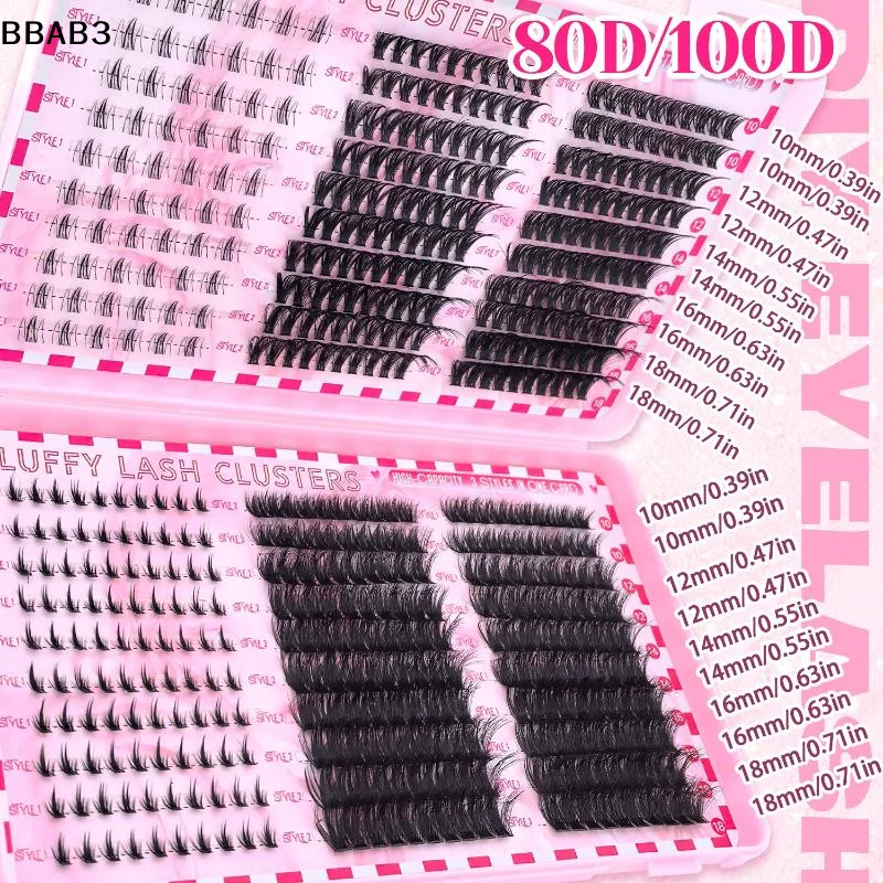 Lash Extensions Kit Spikes Lash Individuals 80/100D Volume Eyelash Clusters D-Curl Lash Clusters 9-16MM DIY Eyelash Extensions