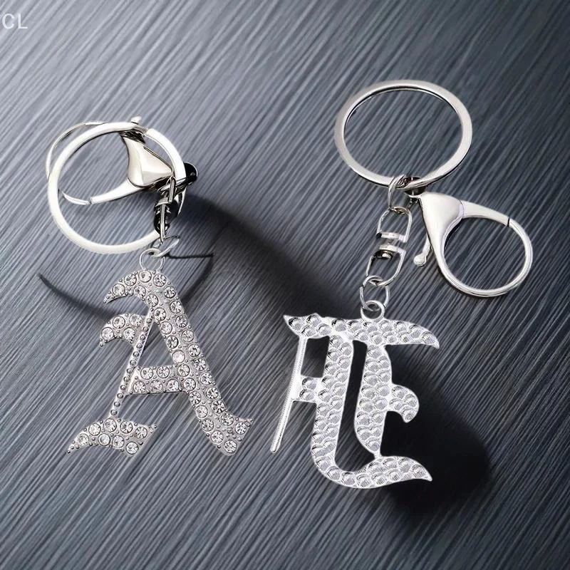 

Fashion 26 Letter Metal Keyring Rhinestone Initial Keychain Bag Pendant Charms DIY Accessories Birthday Gifts