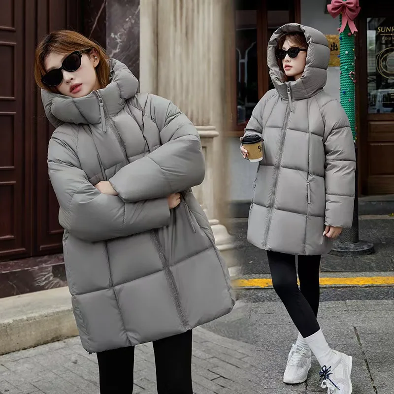 

Puffy Purple Hooded Parkas for Women Winter Fashion Thicken Keep Warm Long Sleeve Parkas Woman Zipper Up Cotton Jacket Mujer