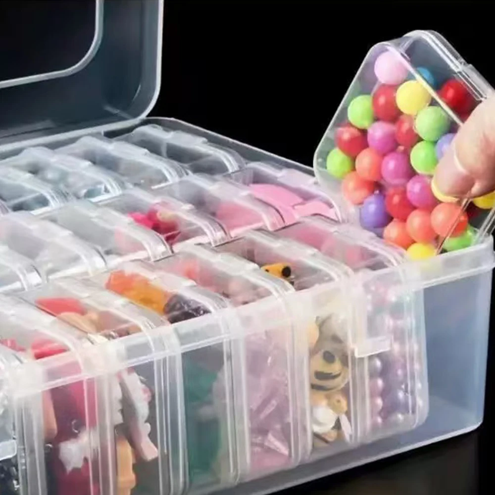 Práctica caja transparente para guardar joyas + bloc de notas + juego de bolígrafos para etiquetas Diseño compacto y que ahorra espacio.