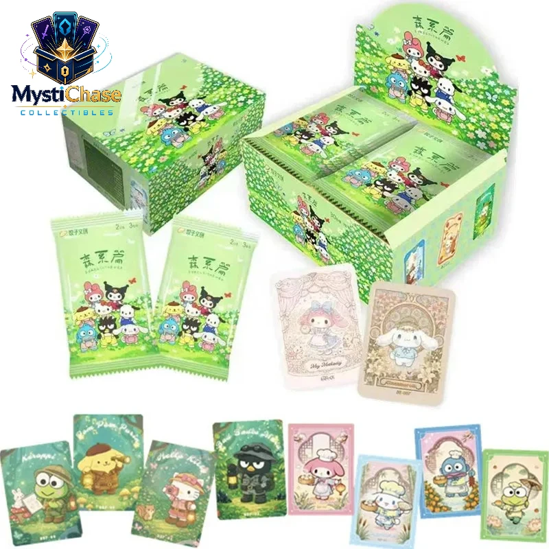 Sanrio Family Forest Series Collectible Cards Blind Pack, Hello Kitty Kuromi Cinnamoroll My Melody Trading Cards, Cute Anime