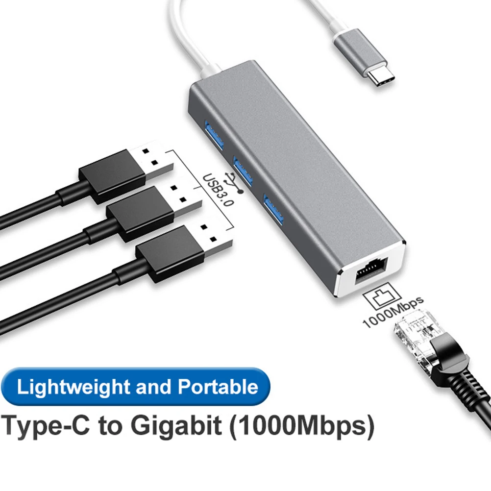 

Сетевой преобразователь типа C в USB из алюминиевого сплава, небольшой портативный адаптер для домашнего офиса, магазина с USB-портом, серый