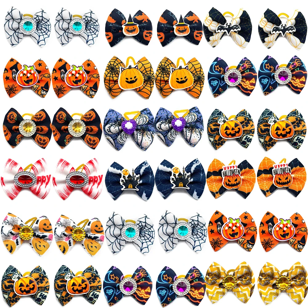 

10/20/30pcs Halloween Pet Hair Accessories Small Dog Hair Grooming Products Pet Supplies Dog Hair Bows Elastic Bands for Dogs