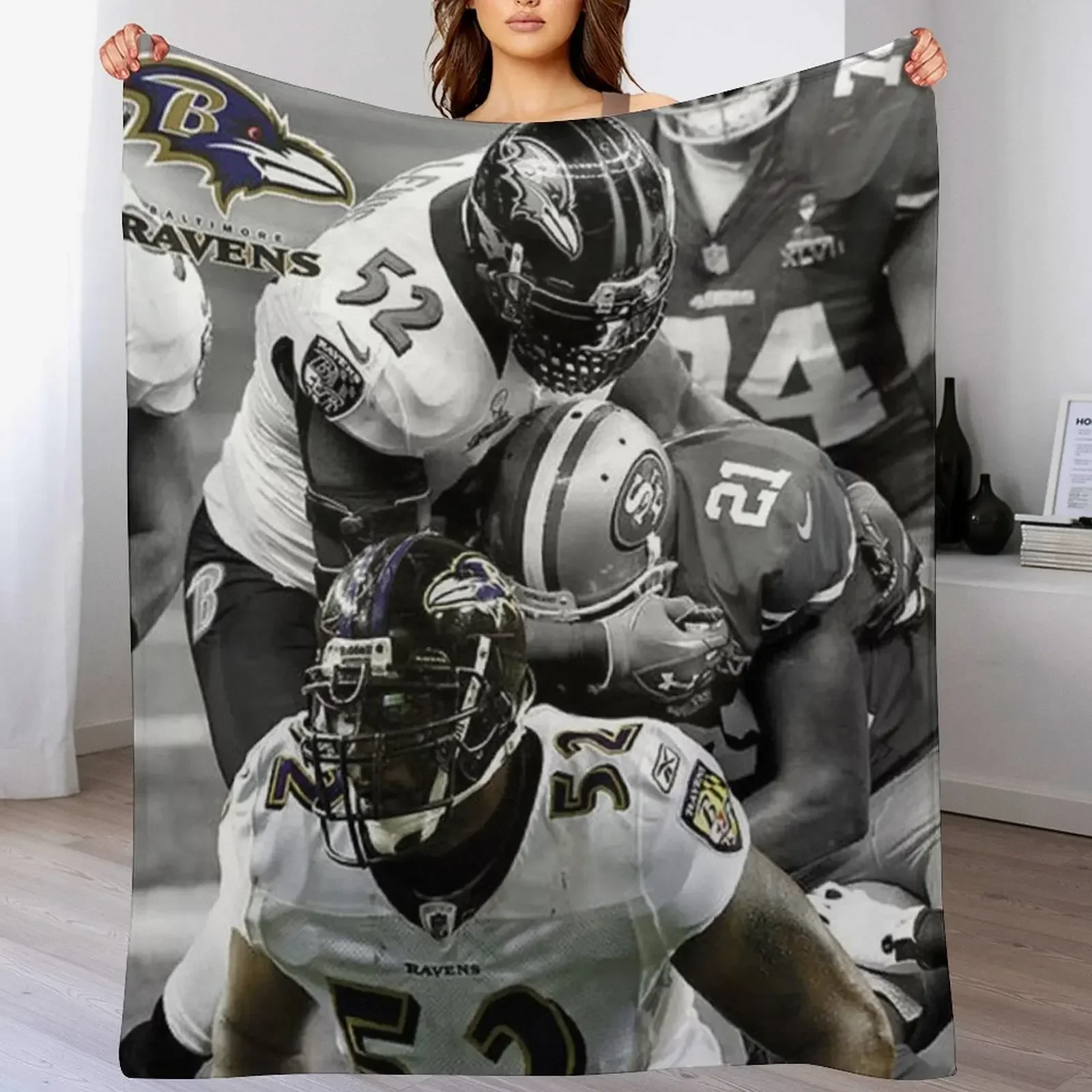 

Ray Lewis Ravens Throw Blanket Bed covers Furry Designers cosplay anime Blankets