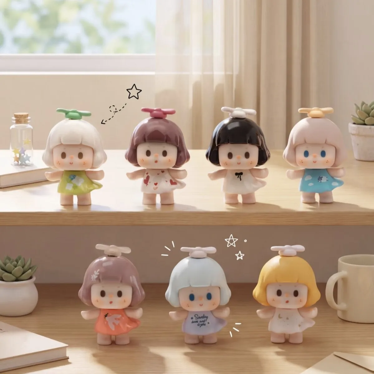 Buer Little Wishes Series Blind Box Figures Trendy Art Toy Mini Figurine Desktop Ornament Collectible Home Decoration Gift