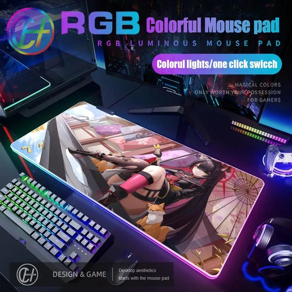

KOSAKA WAKAMO BlueArchive Mouse Pad RGB Gaming Mouse Pad Desk Mat HD Gamer Large LED Light XXL MousePads PC Computer Carpet