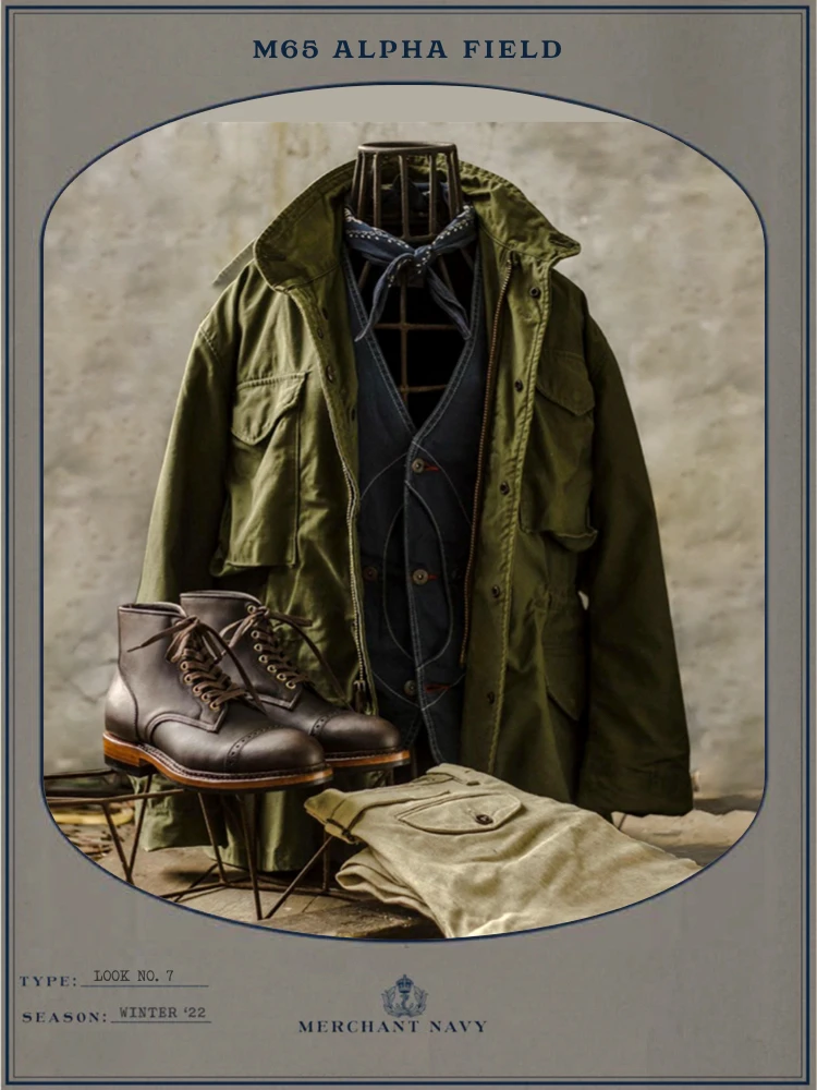 

M65 Field Jaet Military een Loose Long American Sle Cotton Jaet Stand Collar Zipper Closure Multi kets Urban Faion