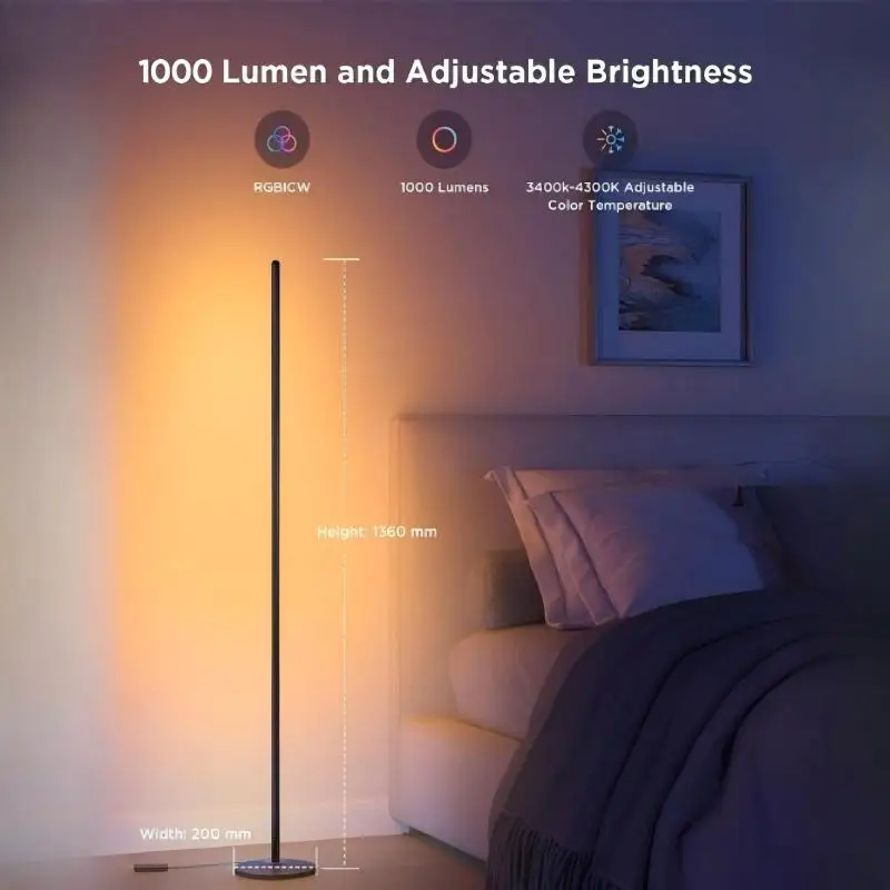 Modern high-precision aluminum LED floor lamp living room bedroom vertical room corner creative atmosphere strip adjustable