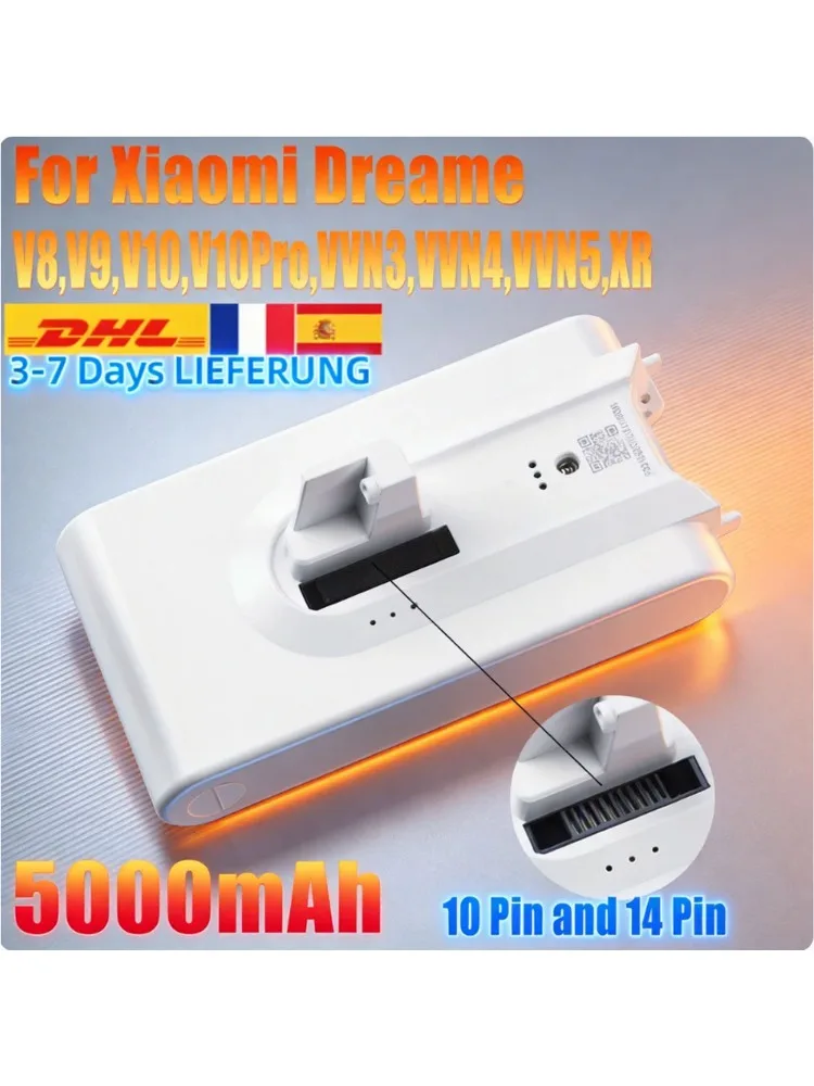 Für Xiaomi Ersatz-Staubsauger – Ersatzakku Dreame V8 V9 V10 V10Pro VVN3 VVN4 VVN5 XR Lithium-Ionen-Akku (5000 mAh)