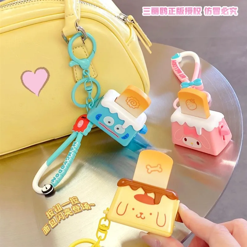 

Sanrio Series Hand Rope Buckle Bread Machine Style Keychain with Kuromi and Melody Cute Cartoon Backpack Hanging Ornaments