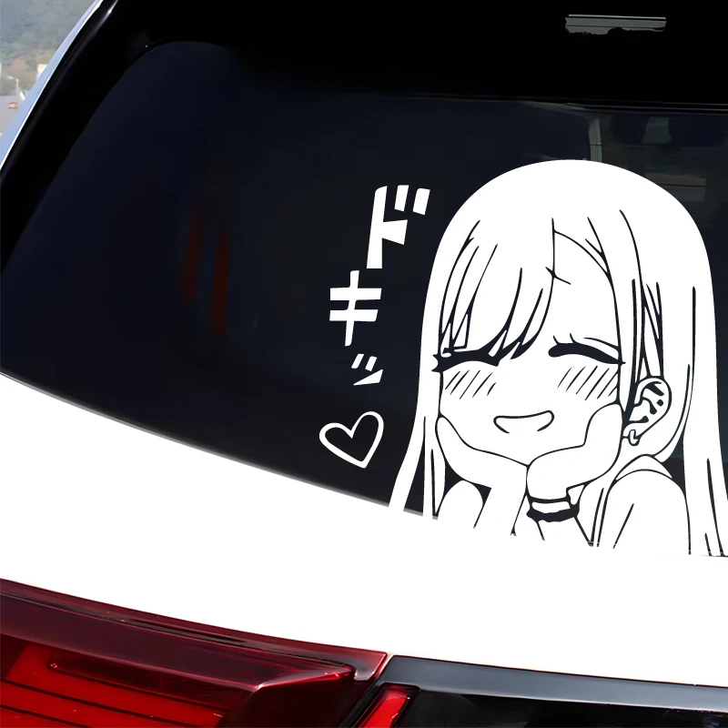 Autocollant de fille anime souriante, les jolies filles ajoutent de la vitalité aux voitures, autocollants imperméables de haute qualité adaptés aux substrats lisses