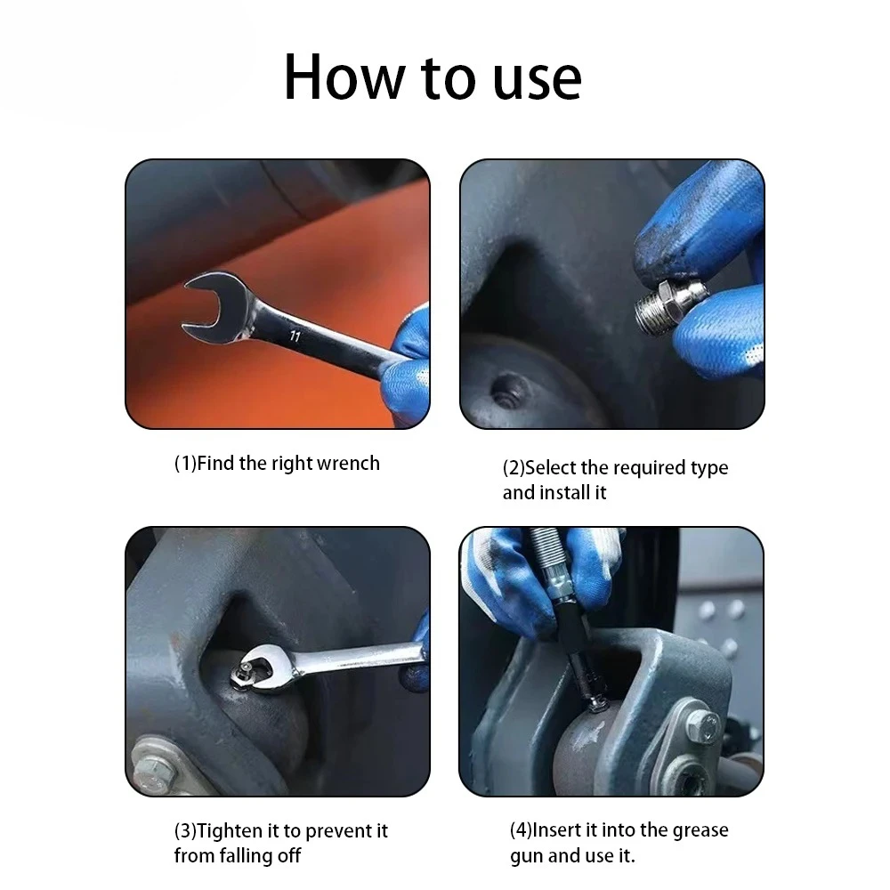 10PCS M6 Grease Gun Coupler Steel Connector Fittings Grease Nipple Straight Hydraulic Car Filling Tools Grease Fitting Nipple