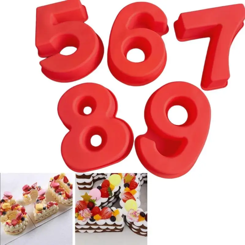 1Pcs 10 Inches Number Baking Moulds Large Silicone 3D Number Cake Moulds DIY Baking Moulds Number Shape 0-9 For Birthday