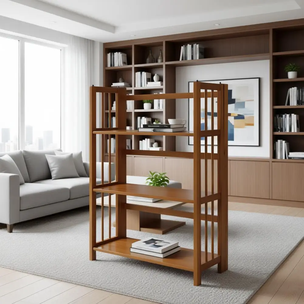 

Stackable 3-Shelf 27.5 Wide Chestnut Bookcase for Home Use