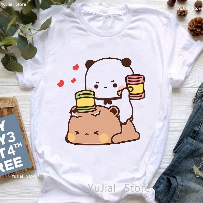 Funny T Shirt Girls Love Panda Bubu Dudu Tshirt Women'S Clothing Harajuku Kawaii T-Shirt Female Summer Tops Tee Shirt Femme