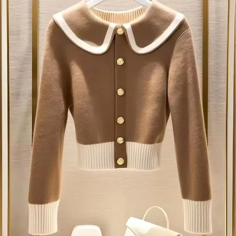 Nuovo maglione cardigan corto moda autunnale di alta qualità da donna manica lunga maglieria casual top maglione lavorato a maglia casual femminile