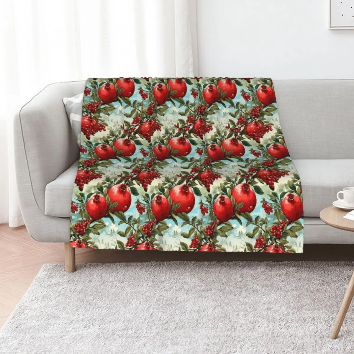 Red pomegranates and seeds against the blue sky Throw Blanket Stuffeds Moving Bed linens Luxury Extra Large Throw Kid'S Blankets