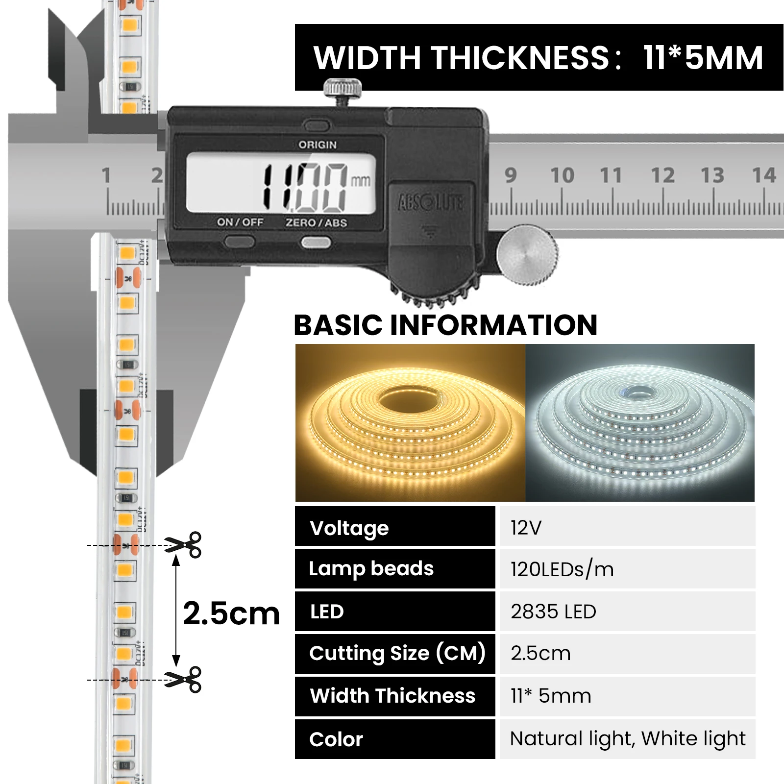 DC 12V 24V taśma LED lampa słoneczna SMD 2835 120LEDs/M elastyczna taśma wstążkowa światła linowe IP67 wodoodporna taśma ściemnialna oświetlenie domu