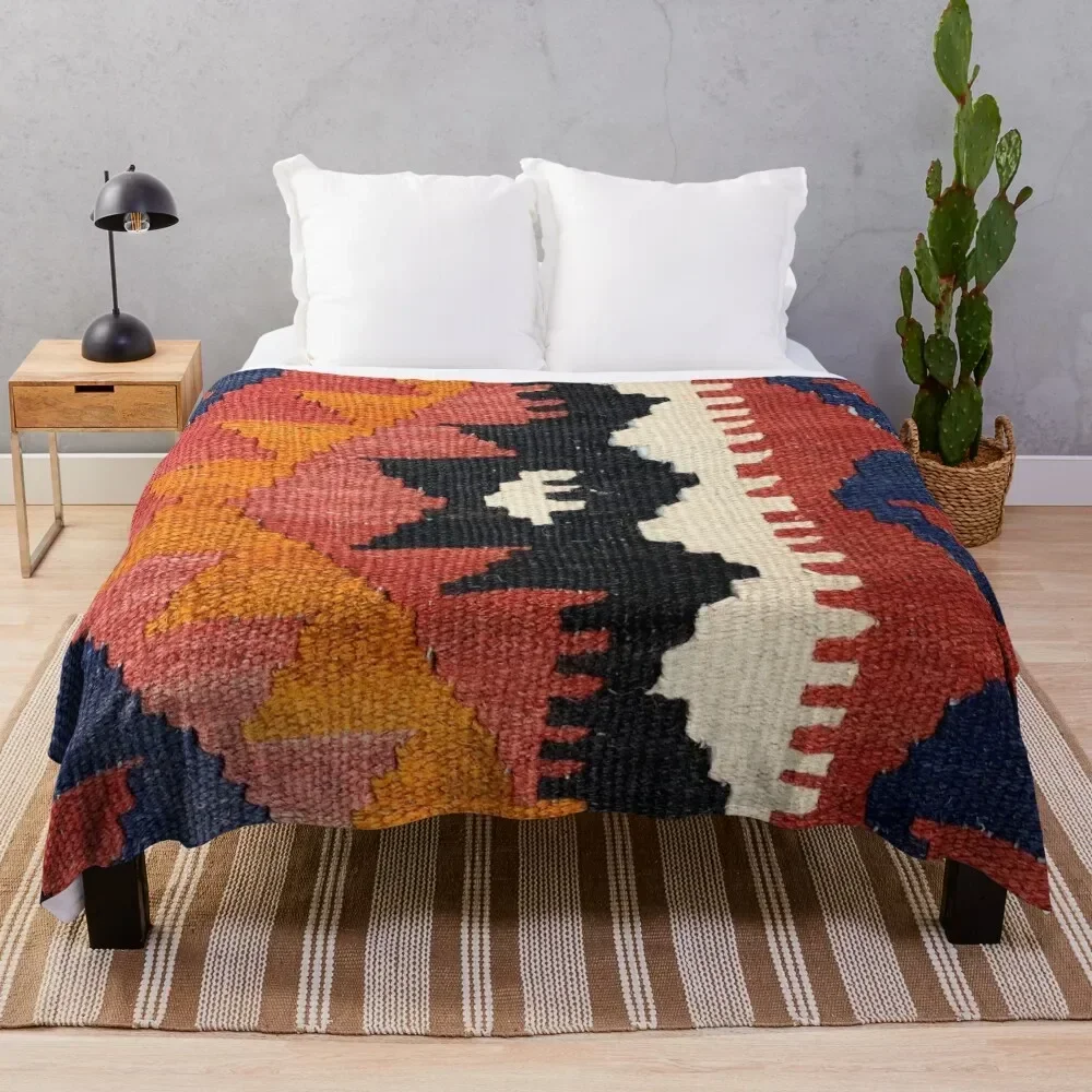 Decorative Kilim, Navaho Weave, Woven Textile Throw Blanket Faux Fur Soft Warm Blanket for Bed
