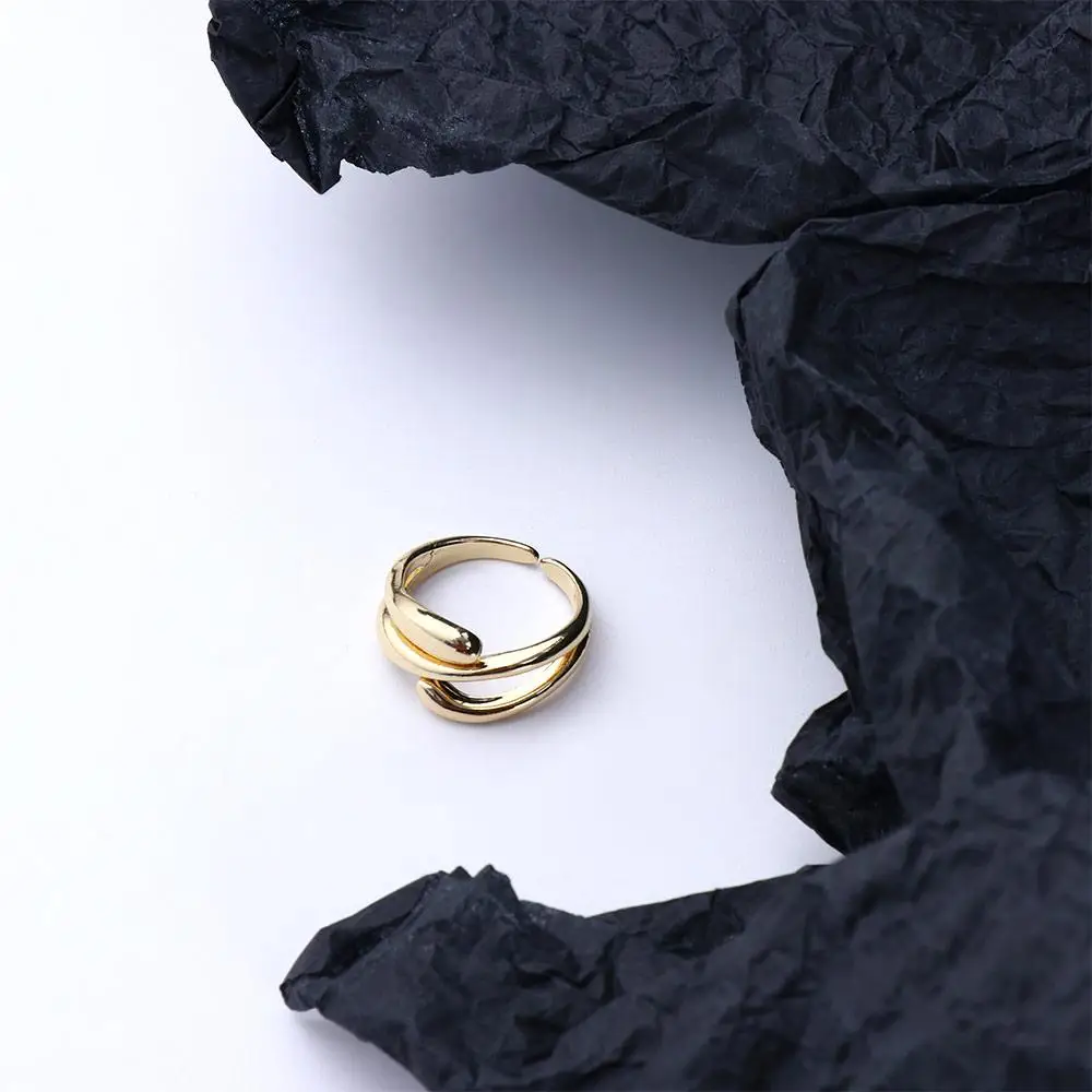 Unique Three Layer Irregular Adjustable Ring Geometry Opening Finger Ring Creative Jewelry Accessories