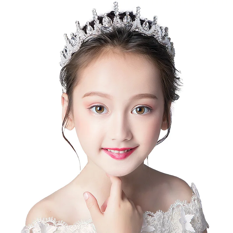 Princess Crystal Kids Tiaras Crowns Headband Kid Girls Bridal Prom Crown Wedding Party Accessories Performance Hair Jewelry