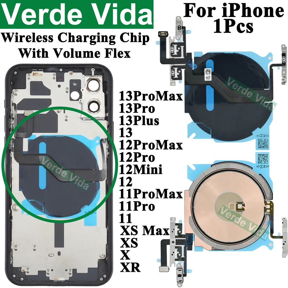 Wireless Charging Chip Coil NFC For iPhone 13 12 11 Pro Max XS XR X With Magnet Power Volume Button Flex Charger Panel Sticker