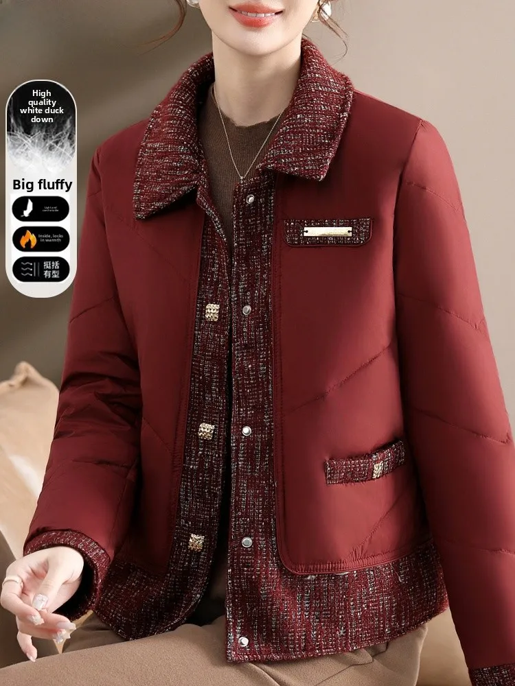 

Модное стеганое пальто для женщин, утепленная куртка для среднего возраста, осенне-зимняя хлопковая куртка.